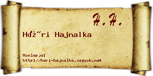Hári Hajnalka névjegykártya